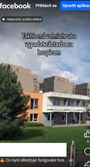 Příspěvek Hospice Chrudim na Facebooku s vizualizací