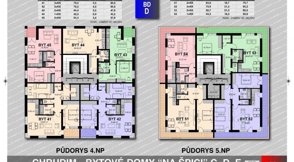 Půdorys 4NP a 5NP